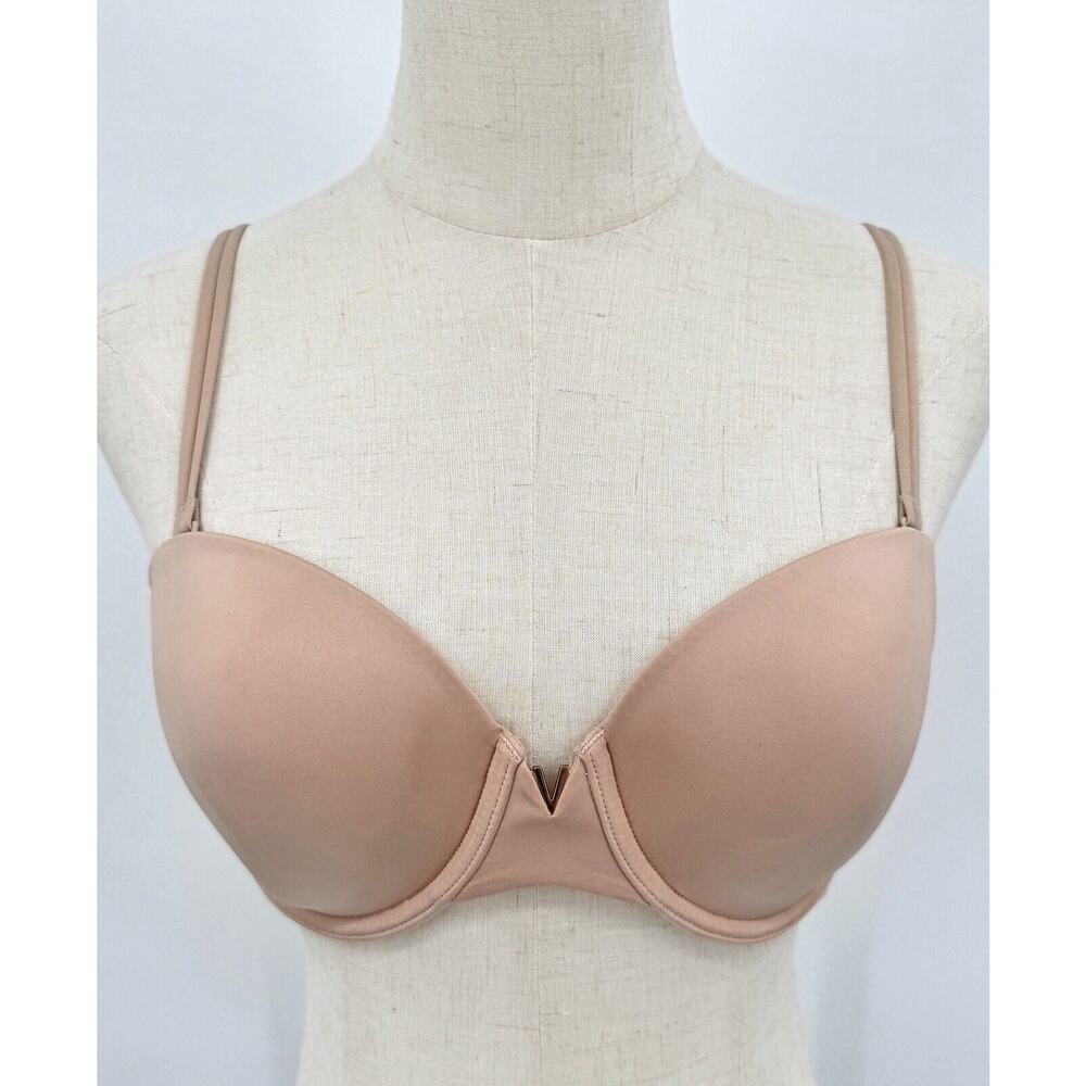 Victoria's Secret Bra 34D Multi-Way Nude Underwire Lined Demi Support Fabric